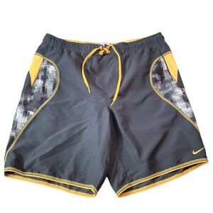 Nike Board Shorts Mens Medium Gray Orange‎ Swim Trunks Suit Surf Outdoor Adult